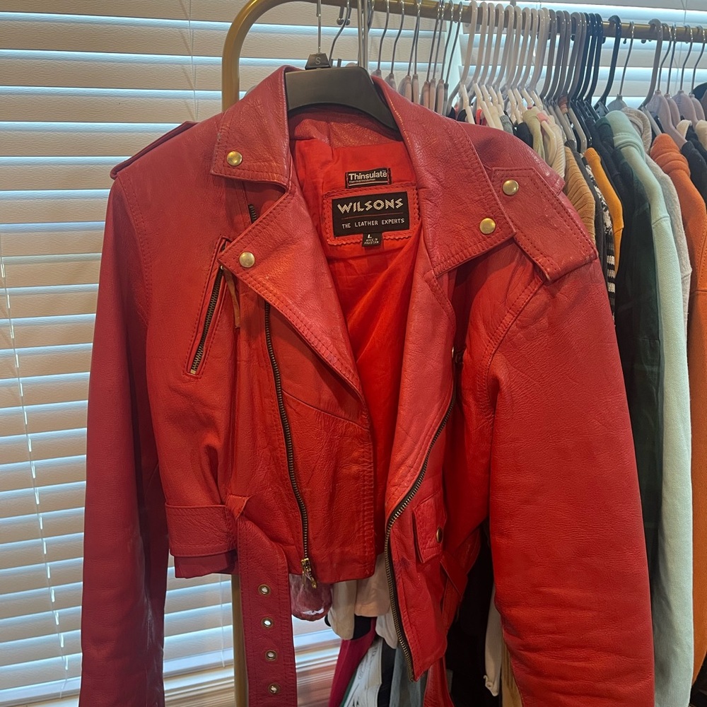 Wilsons red leather womens jacket